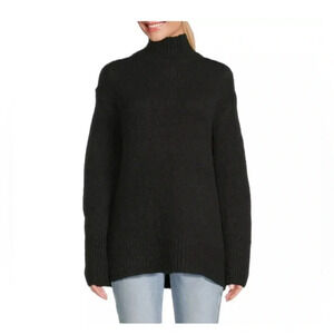 NWT Vince Turtleneck Wool Blend Sweater Green Size XS Chunky Knit Side Slits
